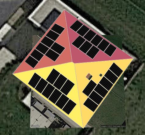 PV-Belegplan von Zeltdach mit Nord- und Südbelegung